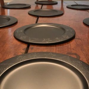 Set of 8 Winter / Christmas Black Chargers